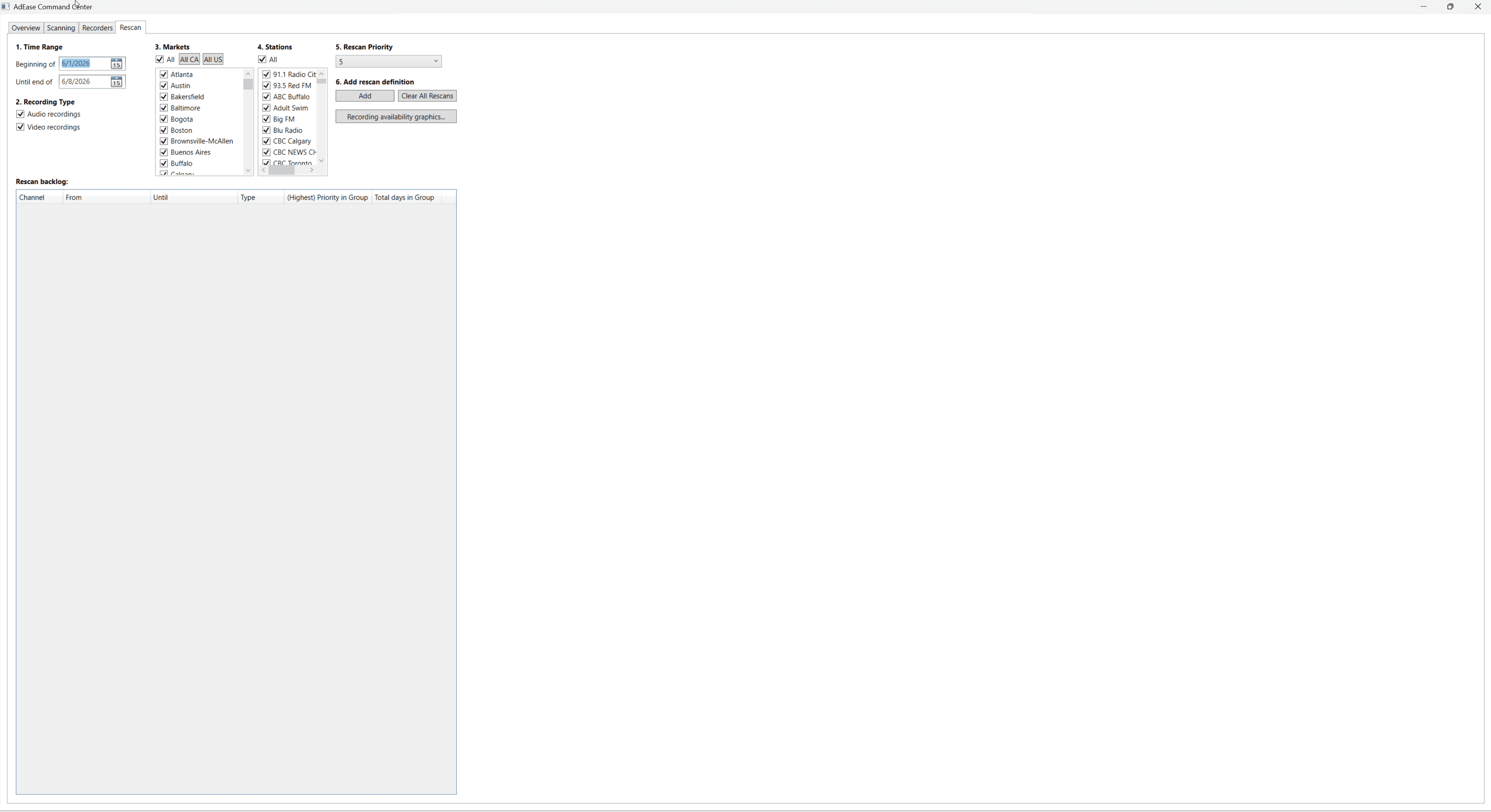 Command Centre — Rescan Tab